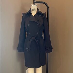 Club Monaco Black Double-Breasted Trench Coat